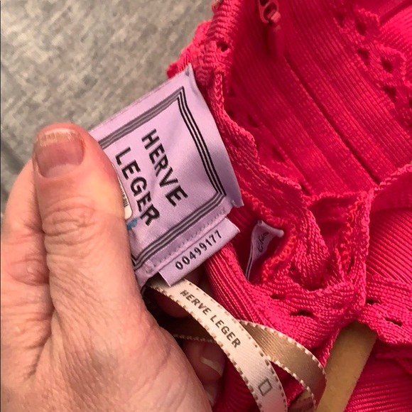 Herve Leger Hot Pink Long Gown Size Small - Picture 9 of 9